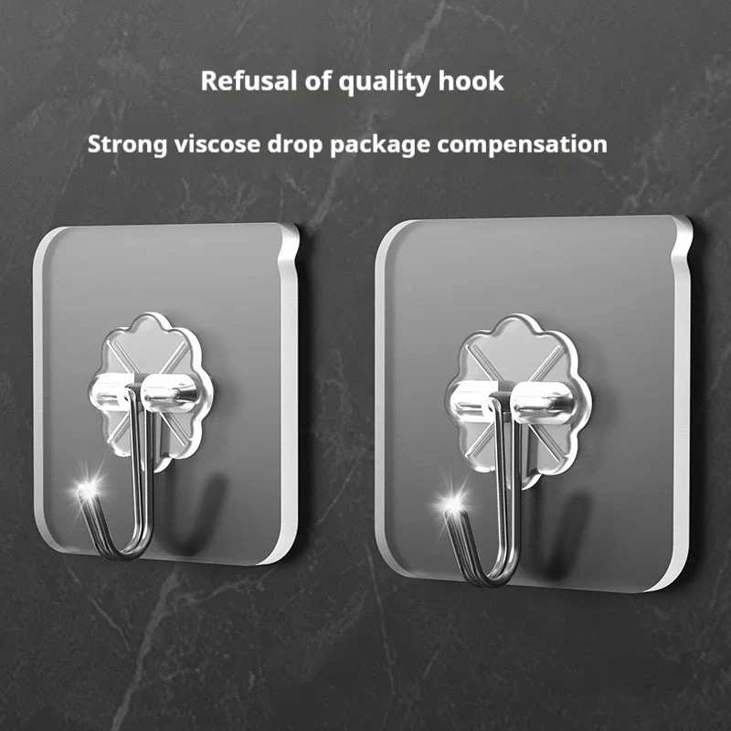 

20PCS/set Transparent Stainless Steel Strong Self-adhesive Hooks Bathroom Towel Clothes Storage Sticky Hooks Key Pendant Storag