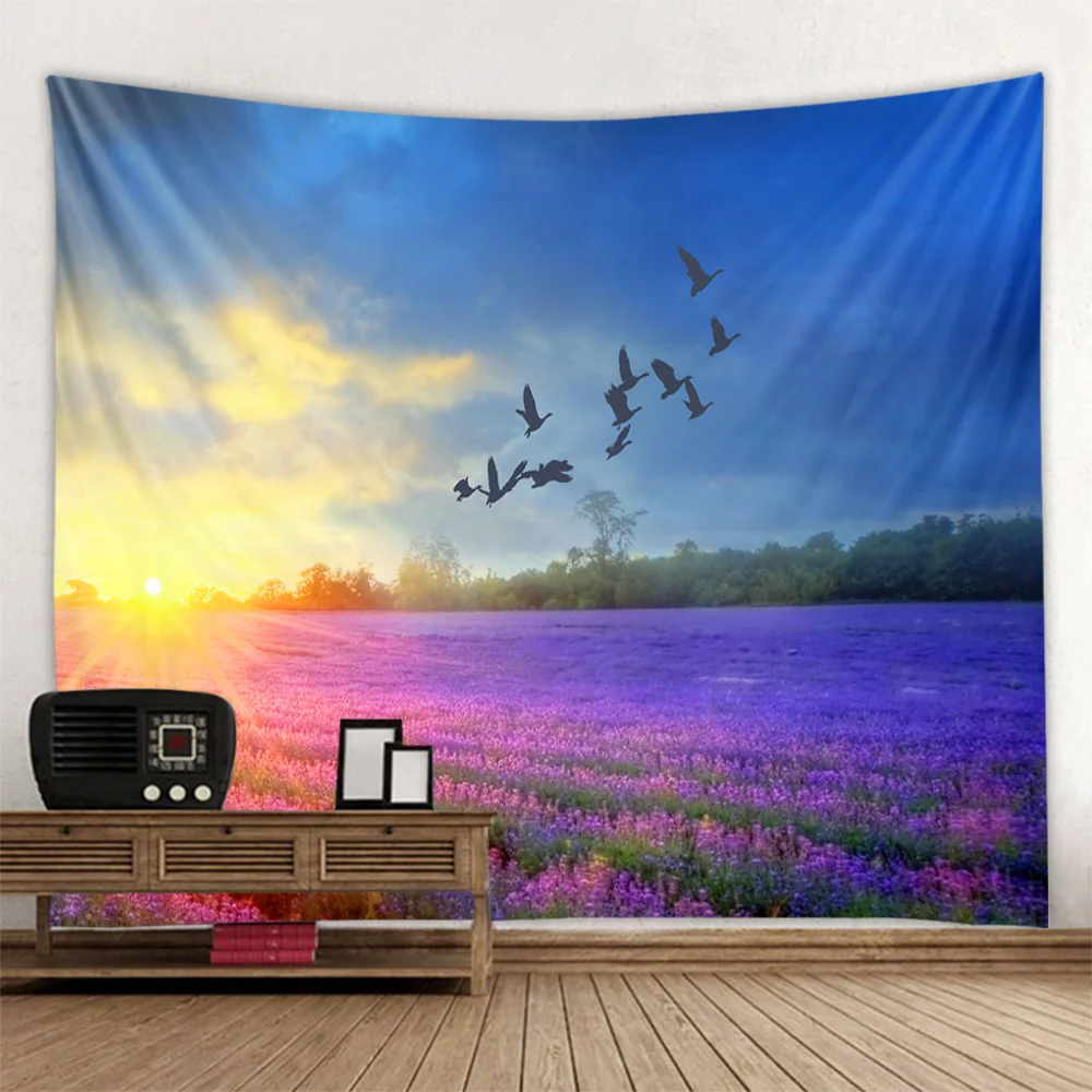 

Home Decoration Tapestry Sunset Natural Landscape Sea Forest Flowers Living Room Aesthetics Wall Hanging Hippie Wall Decoration