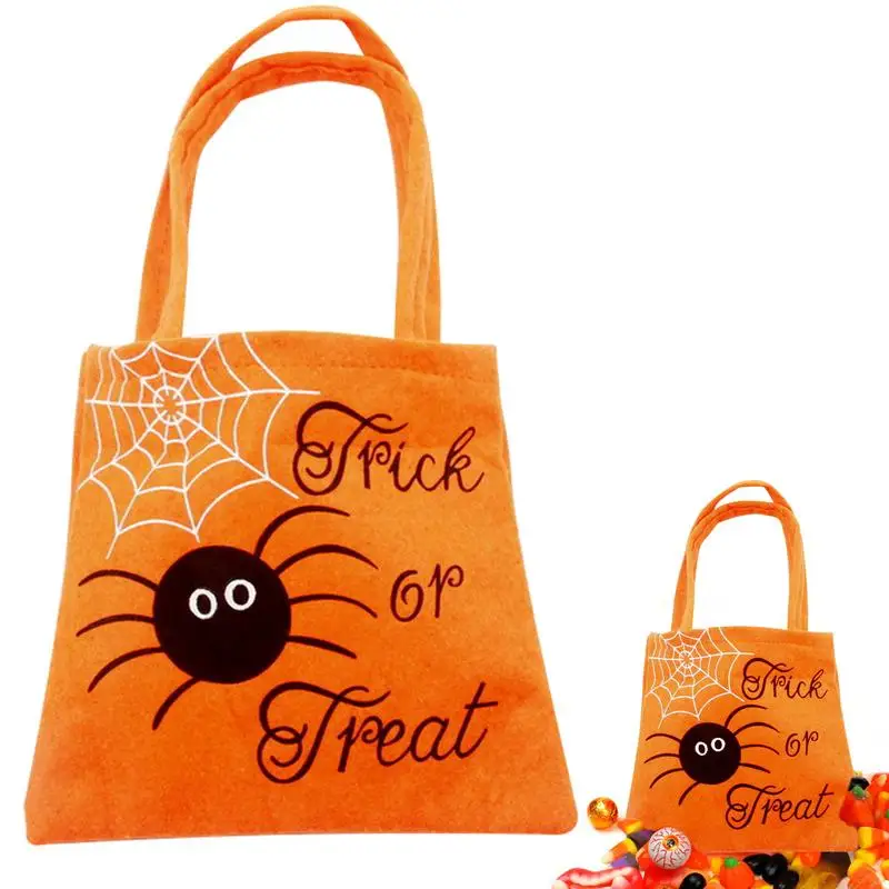 Halloween Pumpkin Candy Bag Felt Cloth Portable Candy Basket Trick Or Treat Kids Gift Packaging Halloween Party Supplies