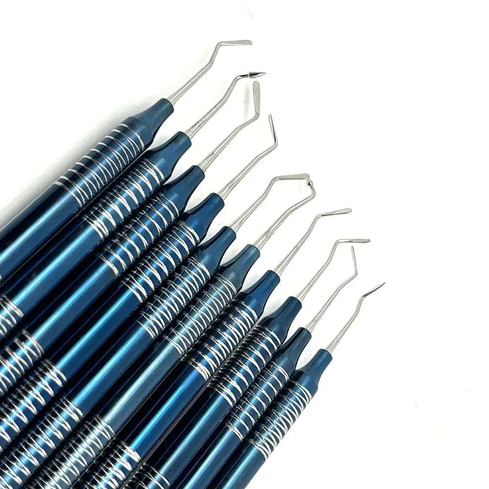 

10 шт./компл., стоматологический шпатель для наполнения композитной смолой, двойная головка, титановое покрытие, наполнитель головки, эстетический реставрационный нож, инструмент для стоматолога