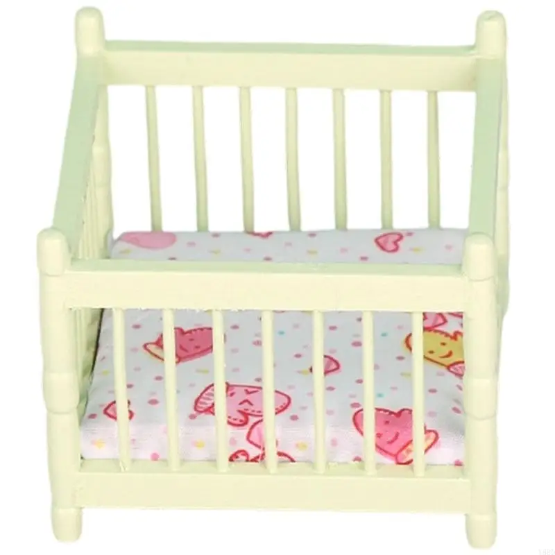 

Y88D 1/12 деревянный кукольный домик миниатюрная квадратная кроватка ручной работы детская комната пейзажное украшение детская