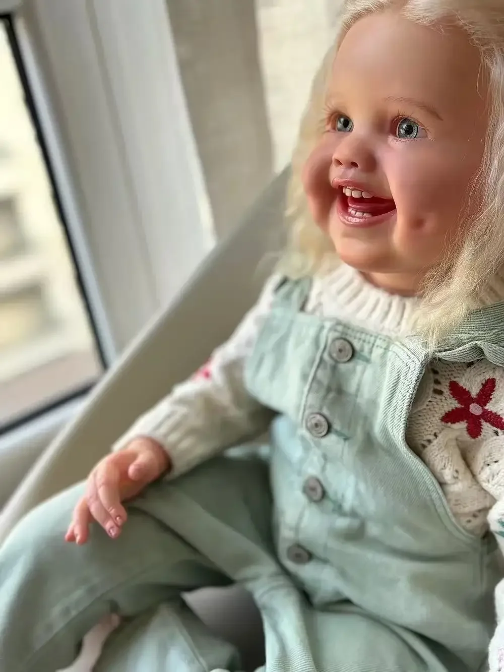 DLS مخصص محدود العرض 32 بوصة تولد من جديد الطفل الدمل مع الشعر الأبيض الجذور يدويا الانتهاء بالفعل مع فستان مختلف #4