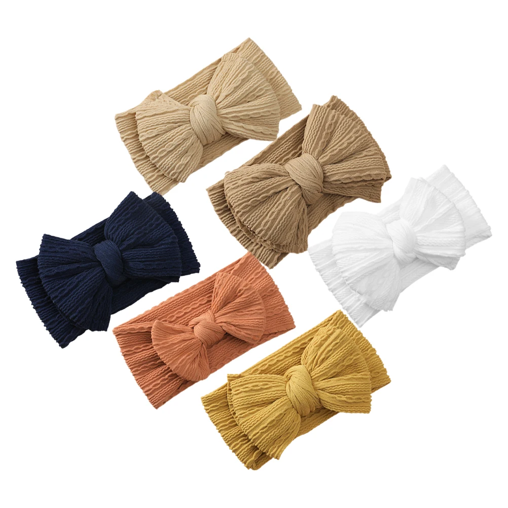 

6pcs Baby Headb Nylon Stretchy Toddler Girl Hair Accessories Newborn Bow Headb Elastic Design Practical Use