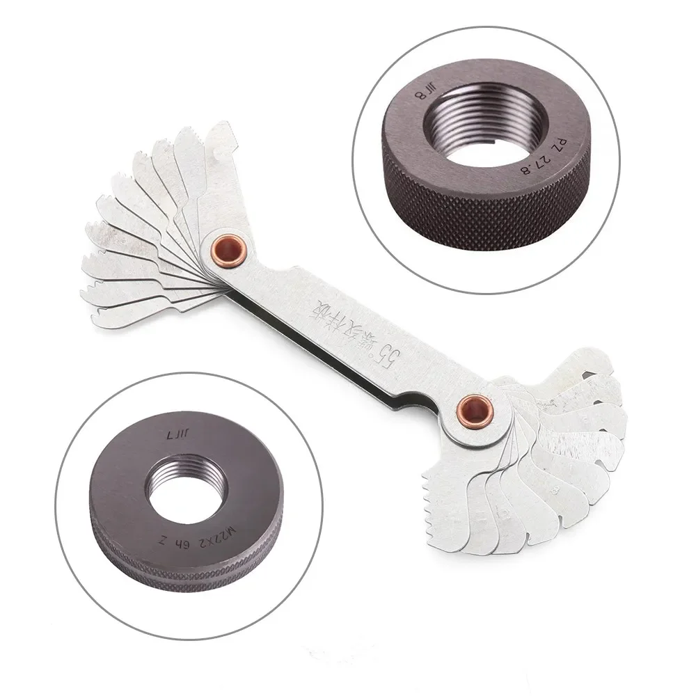 55/60 Degree Metric Inch Thread Plug Gauge Gear Tooth Screw Pitch Gauges Measuring Center Metrisch Thread Measurement Tools