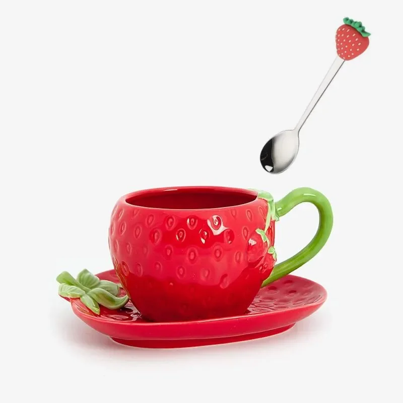 

Mooie Stijl Aardbei Handgeschilderde Onder Geglazuurde Leuke Koffie Kop En Schotel Set Keramische Theekopje En Schoteltjes