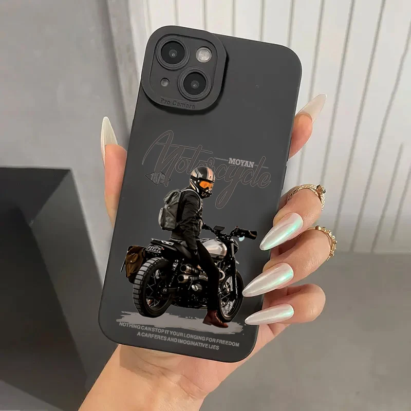 Trend Cool Biker Motorcycle Phone Case For Xiaomi Redmi Note 13 12 11 Pro Plus 13 12S 11S 11 10S 10 Redmi 12 13C Silicone Cover