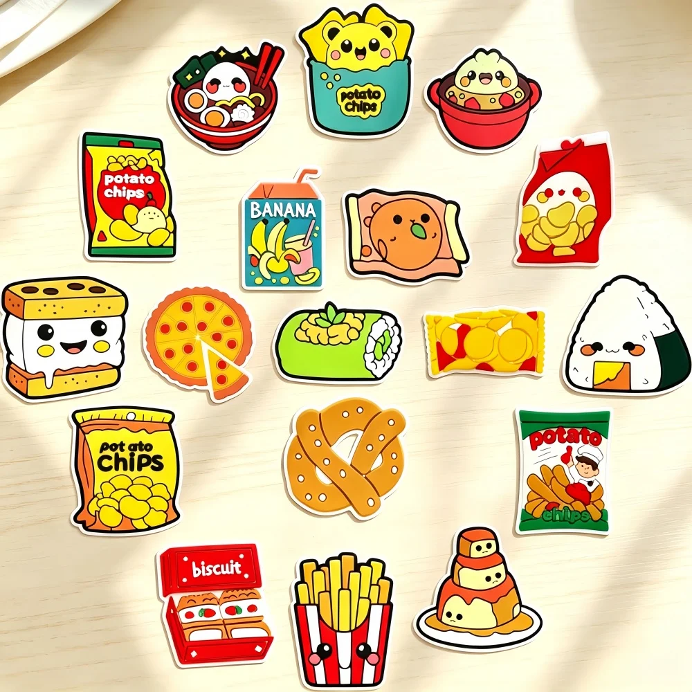 18Pcs Food Shoe Charms Cartoon PVC Drink Shoe Decorations for Wristband Bracelets, Sandals, Shoe Accessories for Party Favors Gi