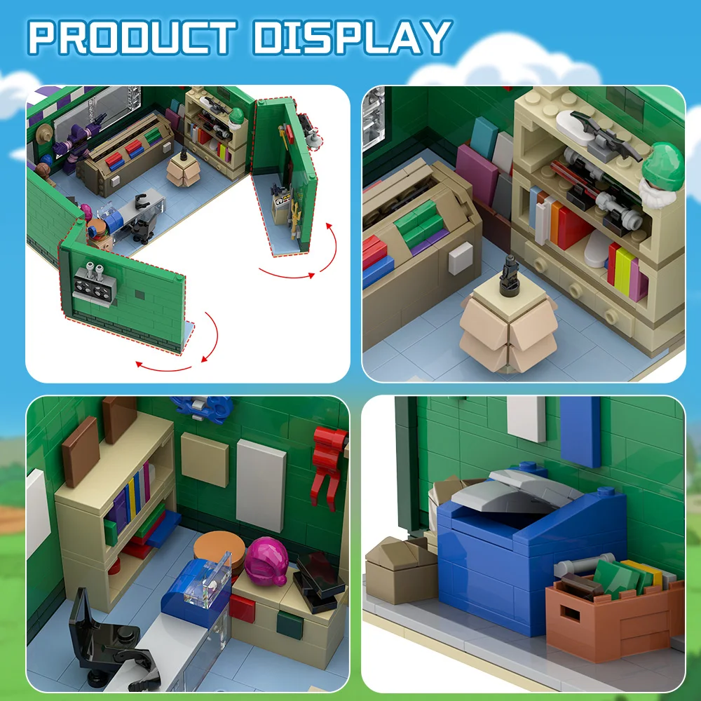 MOC Movie Street View The Androids Dungeons Baseball Cards Shop Building Blocks Model Bricks diy Assembled Toy Children Gift