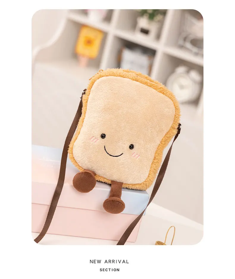 Croissant Brot Toast Plüsch Spielzeug Rucksack Niedliche Kawaii Lebensmittel Form Tasche Kinder Jungen Mädchen Mode Straße Fotografie Weiche Spaß Träger – Detail 10