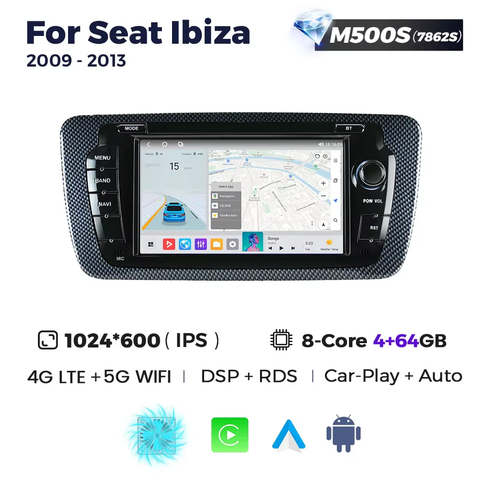 Navifly Intelligent System 8G+256G Android Wireless CarPlay Car Radio Stereo Player GPS For Seat Ibiza 6j 2009 2010 2011-2013 BT