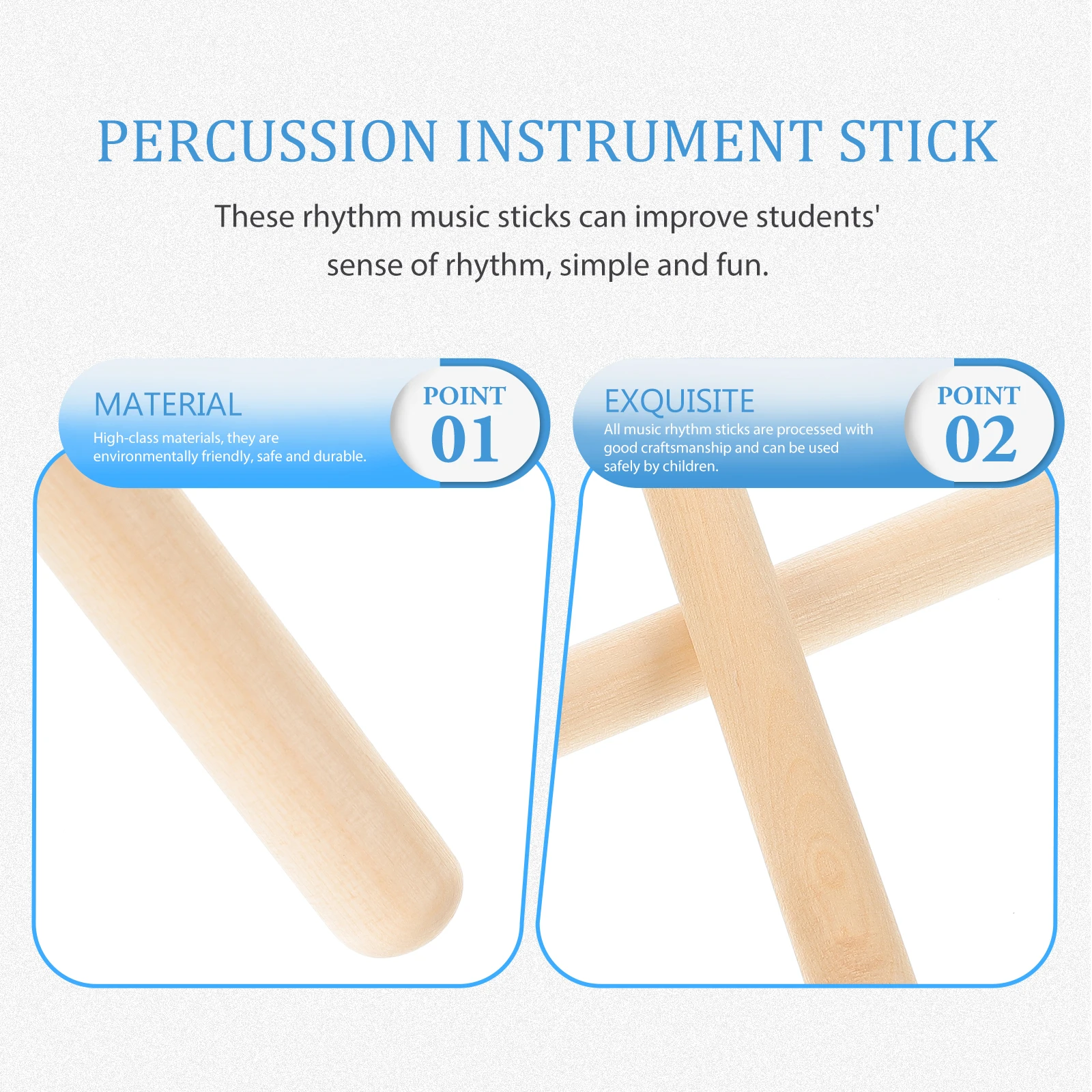 

6Pcs Rhythm Sticks Wooden Music Rhythm Sticks Natural Wood Durable Percussion Instruments Kids Classroom Use Toddler Music Toys