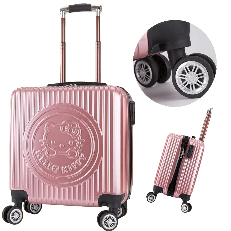 20 بوصة الأطفال حقيبة تروللي بعجلات الكرتون الترفيه حقيبة حمل على حقيبة حقائب للمرأة مرحبا كيتي حقيبة سفر Kawaii الكرتون