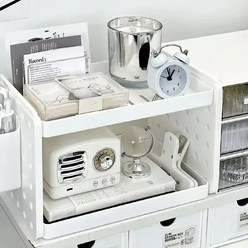 Stationery Storage Rack Multi-layer Desktop Storage Box with Hook Stationery Organizer Cosmetics Organizers Desktop Accessories