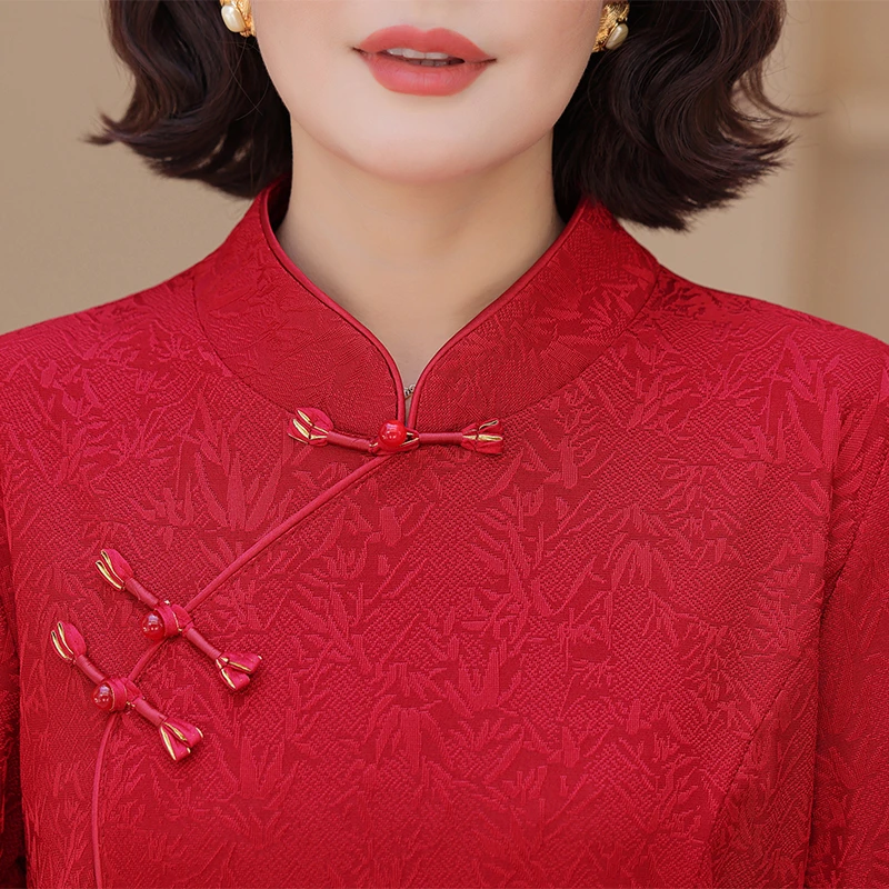 Tenue de mère élégante, nouveau Style, robe de mariée en soie acide, robe pour femmes pour occasions spéciales, Patchwork, robe d'automne