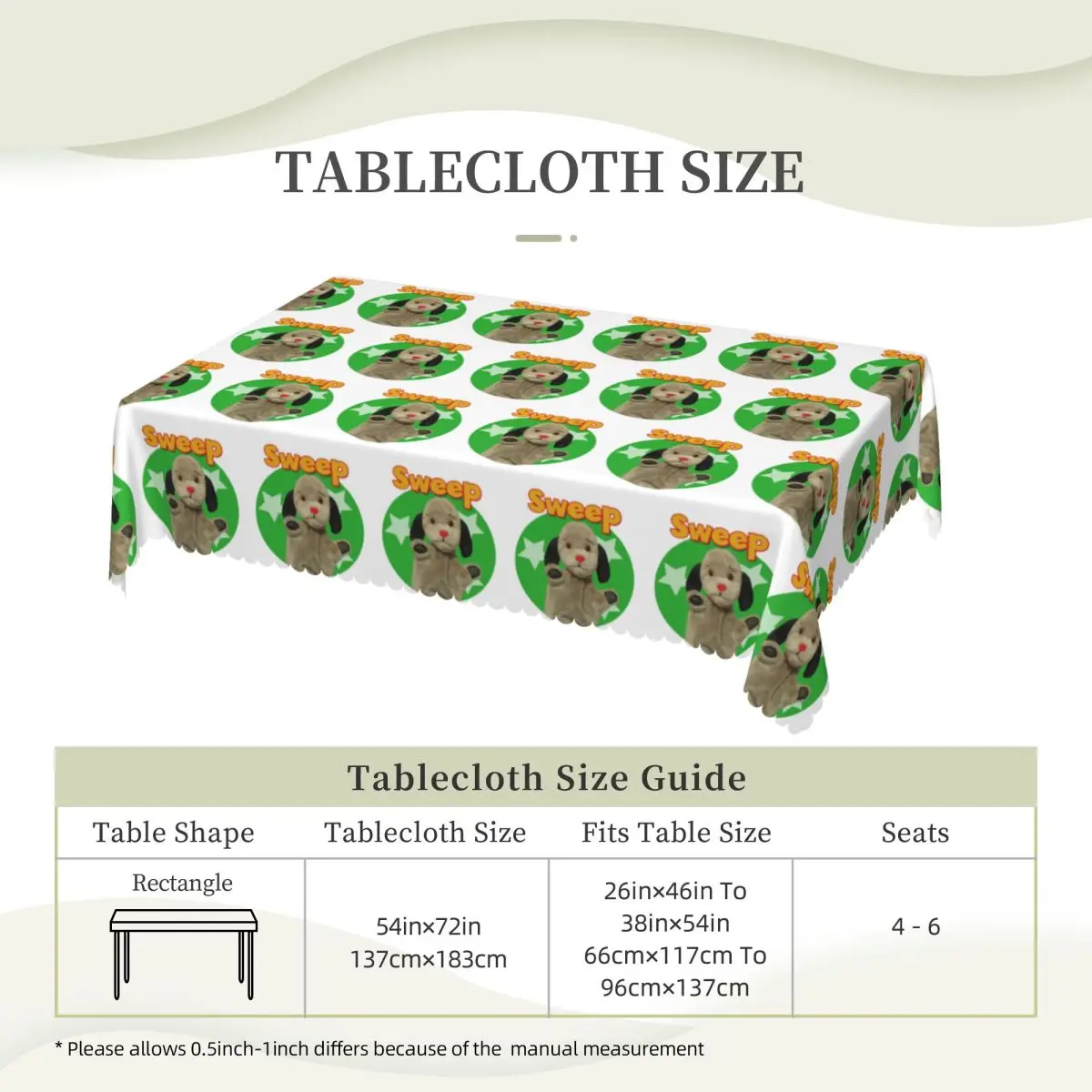 Sooty And Sweep Customized Rectangular Tablecloth Oilproof Table Cover for Dining Events Table Cloth