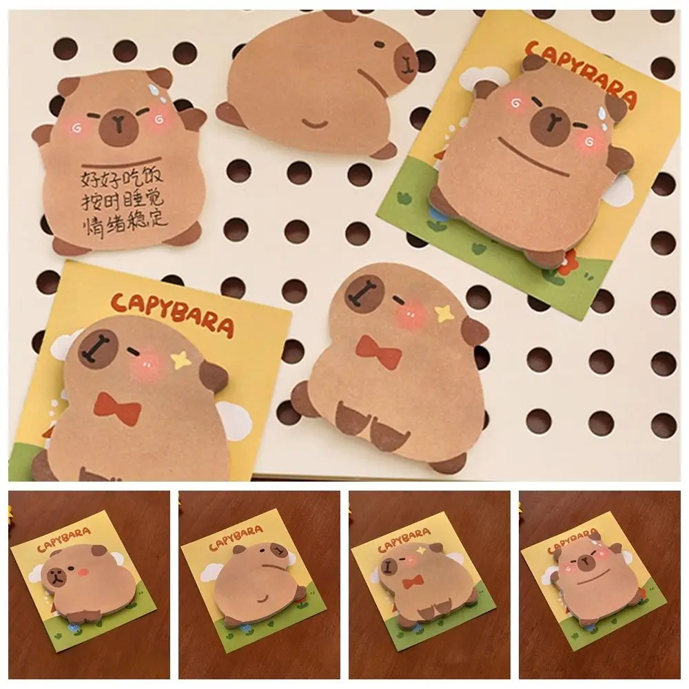 4 Pcs/Bag Kawaii Capybara Memo Pad Portable Creative Cartoon Notepad Multifunction Self-adhesive N Times Sticky Notes