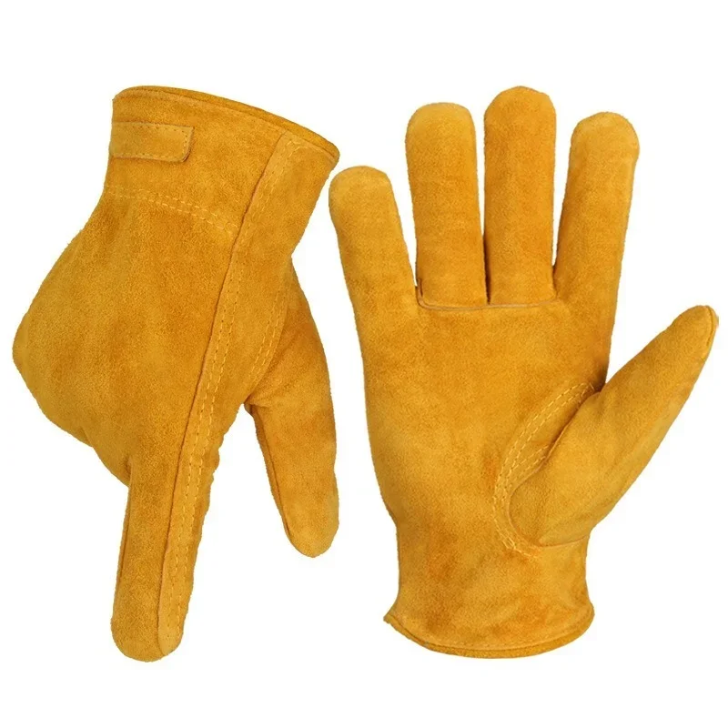 Work Gloves Cowhide Leather Men Working Welding Safety Protective Garden Sports MOTO Driver Wear-resisting Construction Gloves