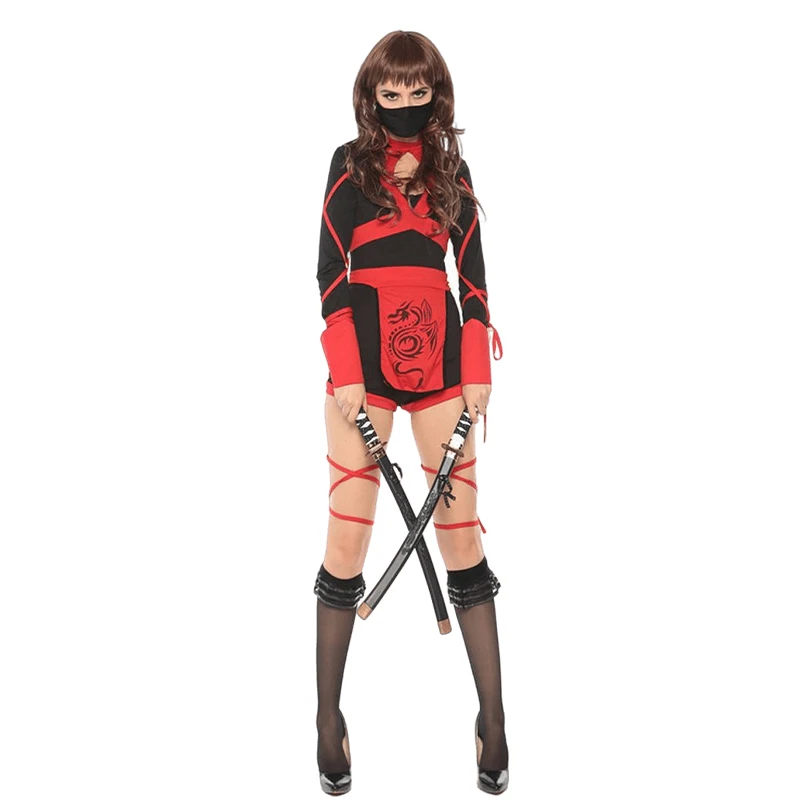 Frauen sexy Ninja Kostüm Anime Drachen Samurai Ninja Cosplay einteiliges Kleidungs stück Overall Uniform sexy Anzug Halloween weibliche Erwachsene