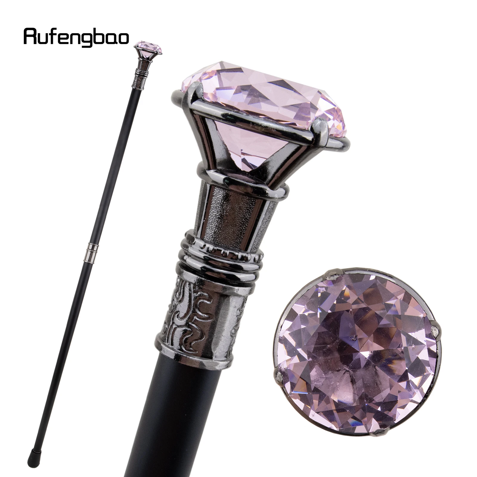 Roze Diamant Type Zilveren Riet Mode Wandelstok Gentleman Elegante Cosplay Riet Knop Crosier 93cm Prestaties Podium Riet