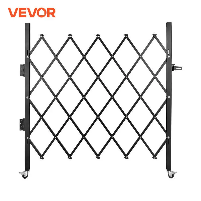 

VEVOR Single Folding Security Gate 1.5-2m x 1.22-3.66m Folding Door Gate Steel Accordion Flexible Expanding Security Gate Black