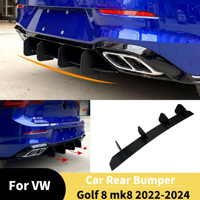 

For VW Golf 8 mk8 2020 2021 2022 2023 2024 Car Rear bumper Lip diffuser Accessories Rear spoiler lower Chin body kits Tuning