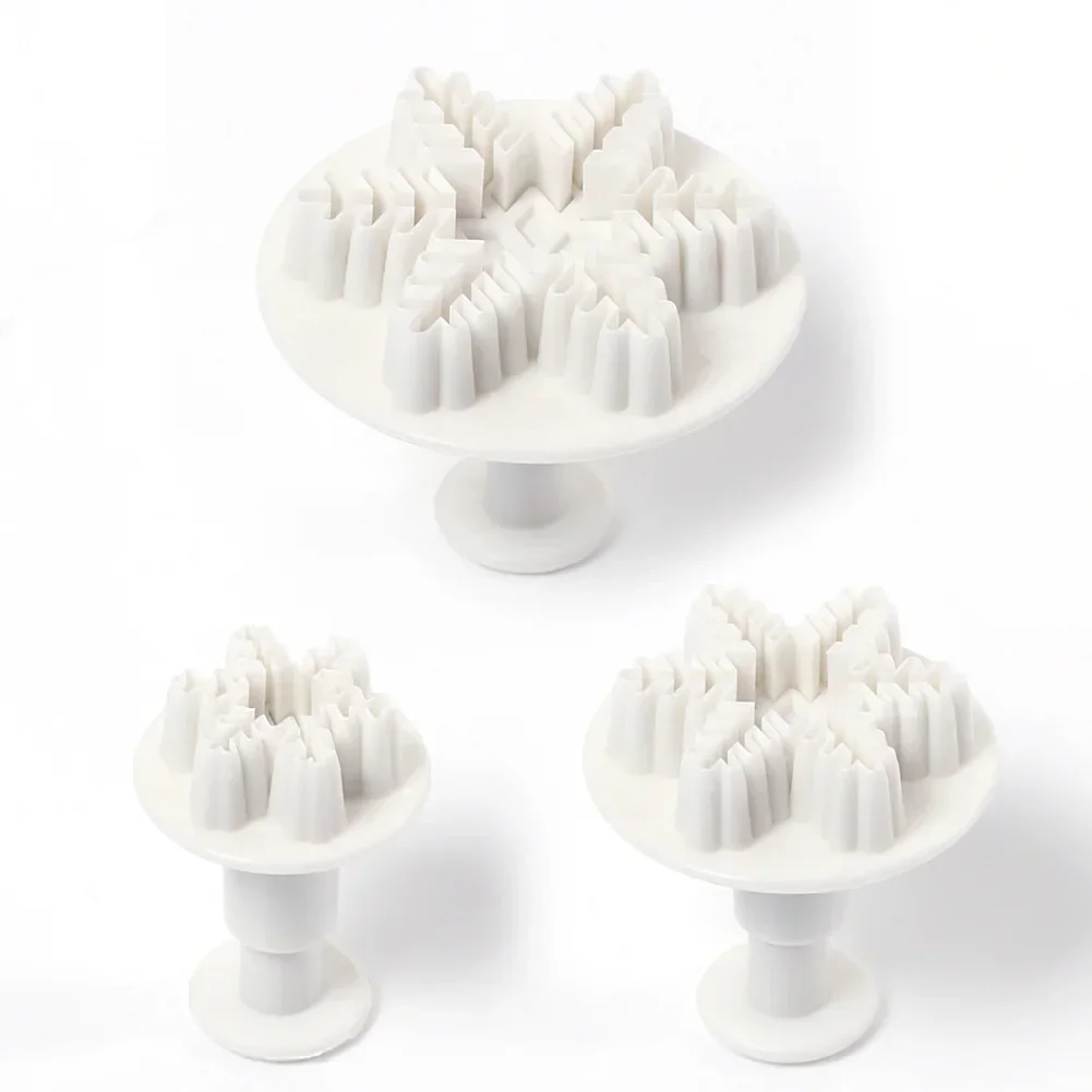 Snowflake Cookies Biscuit Mold Fondant Sugarcraft Plunger Cookie Cutters Xams Snow Cupcake Cake Decorating Tool Christmas