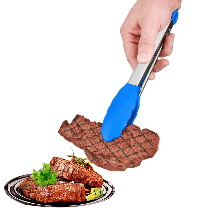 New BBQ Grilling Tong Stainless Steel Salad Bread Serving Tong Non-Stick Kitchen Barbecue Grilling Cooking Tongs with Joint Lock