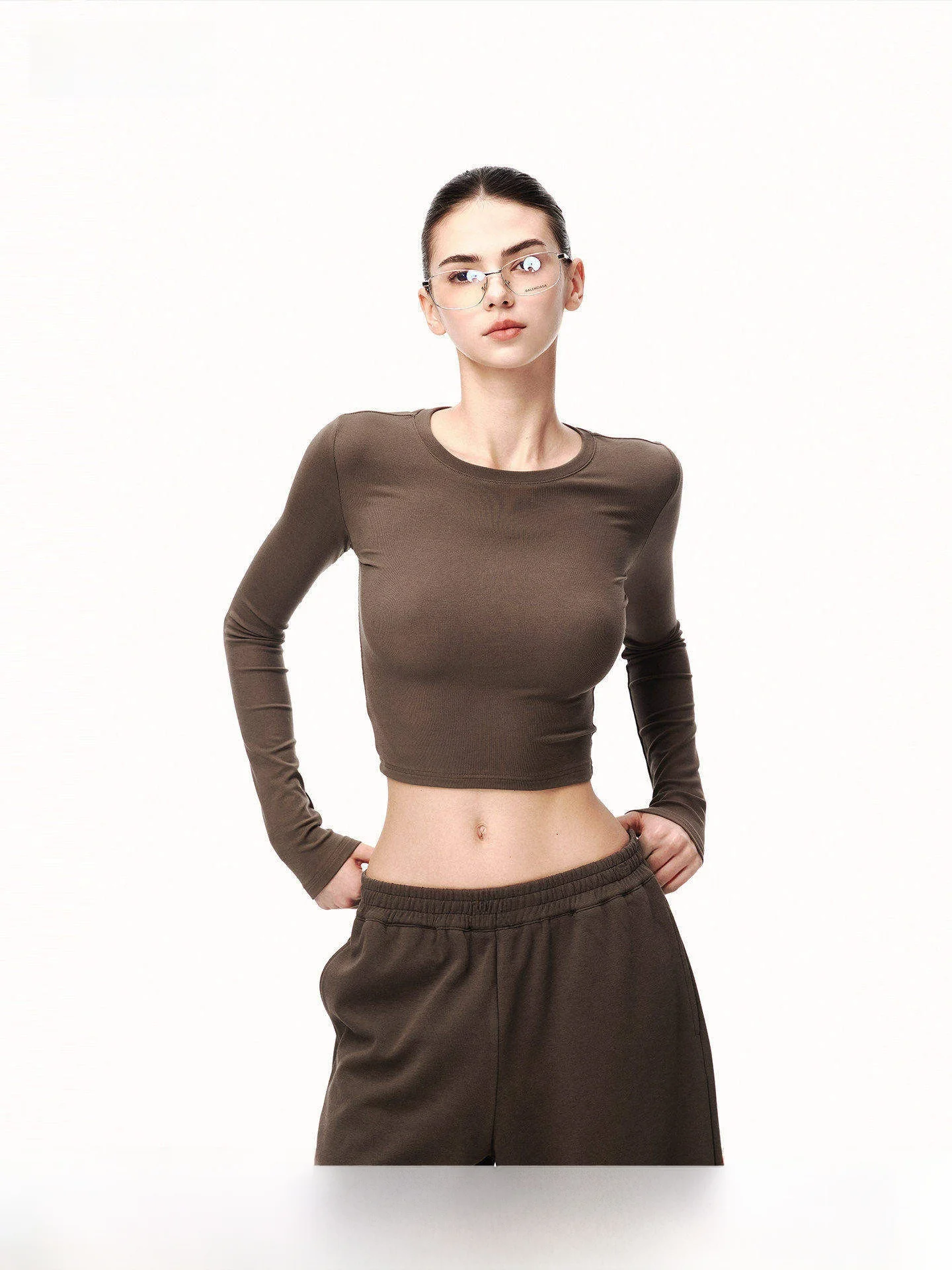 

JLAUNT Retro American Long Sve T-irt Women's Slim Fit round Ne ort Sle Comfortable Soft Knitted Top for Autumn Winter