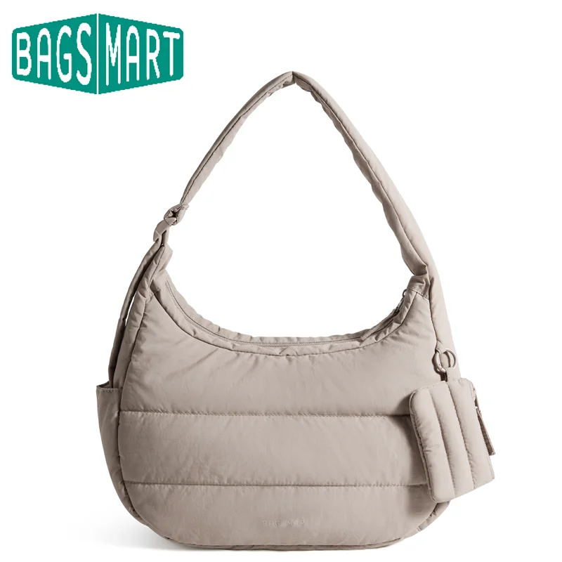 BAGSMART Shoulder Bag for Women Small Puffer Purses Crossbody Bag Lightweight Fluffy Hobo Handbag Puffy Pouch