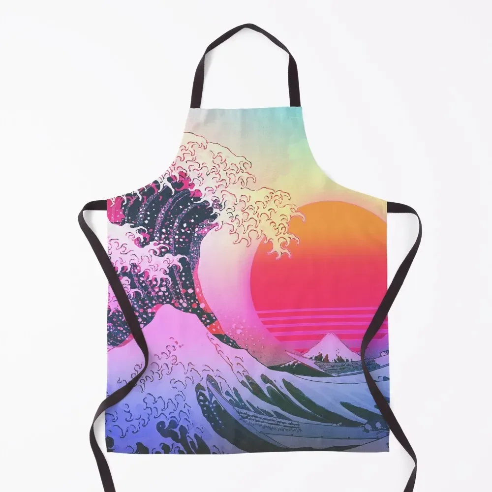 Great Wave Off Kanagawa Vaporwave Retro Aesthetic Apron Kitchen For Women professional kitchen Apron