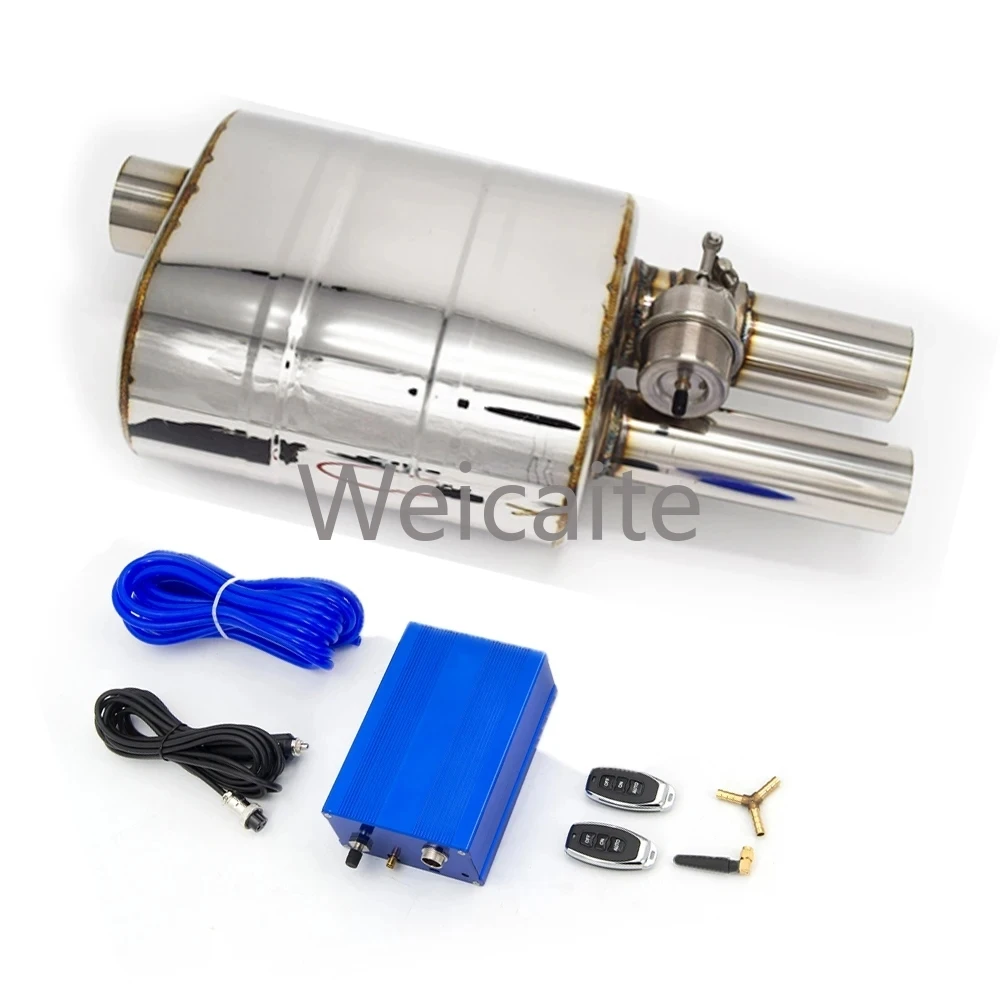 

2/2.36/2.5/2.75/3 Inch Exhaust Muffler Single Inlet Dual Outlet H-type Vacuum Muffler Pump Shut-off Valve Control Device