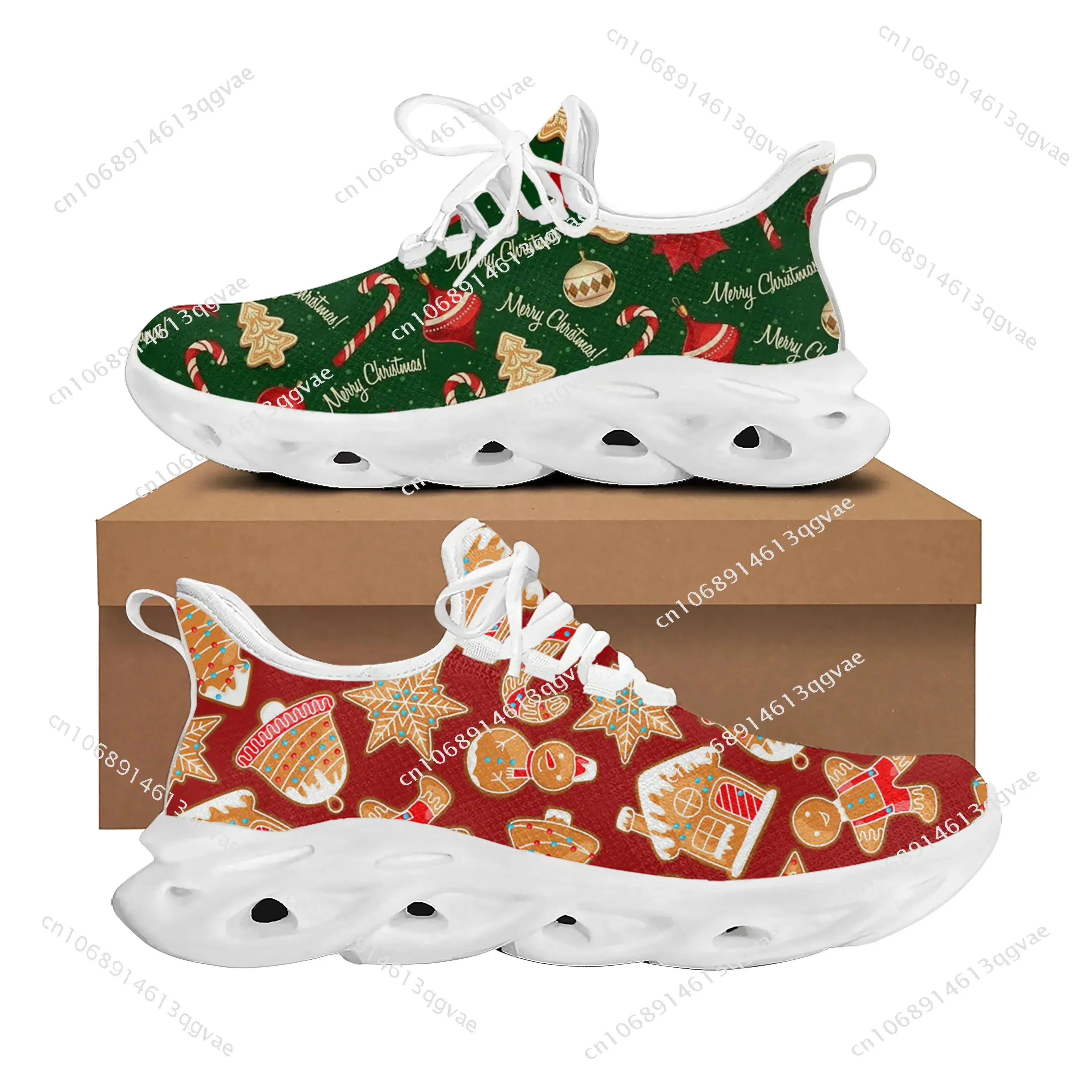 

New Christmas Pattern Flats Sneakers Mens Womens Sports Running High Quality Sneaker Lace Up Mesh Footwear Tailor-made Shoe