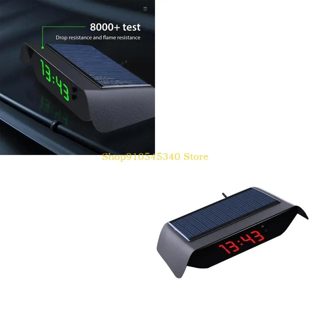 

U2JA Автомобильные часы на солнечной энергии, серебристые электронные часы на приборной панели с дисплеем температуры и даты для