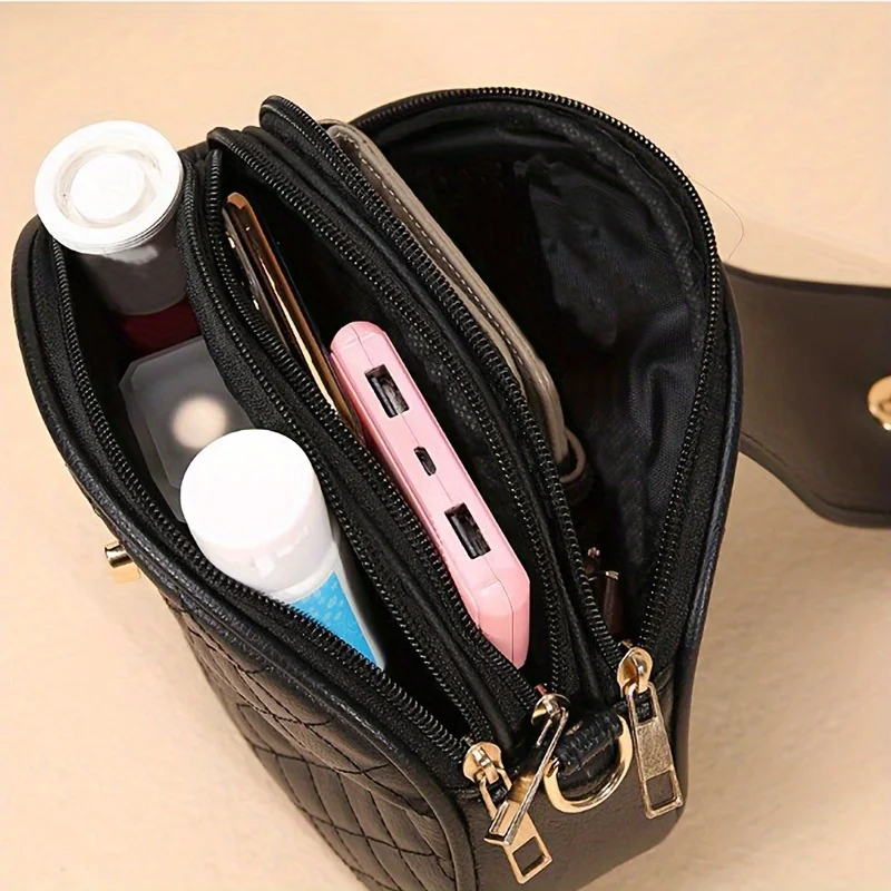 Kleine gesteppte Umhängetasche, stilvolle Schultertasche aus PU-Leder mit runder Vintage-Form, trendiger Akzent – perfekt für den täglichen Gebrauch – Detail 2