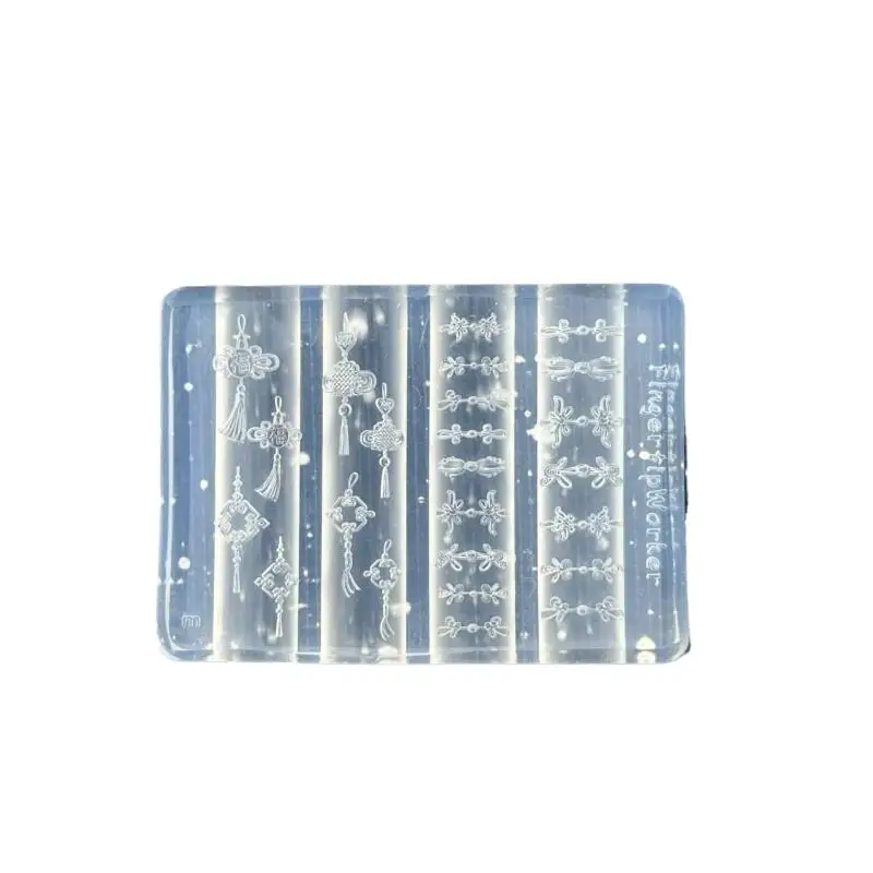 사랑스러운 꽃 무늬 3D 실리콘 네일 조각 금형, 복고풍 중국 매듭 테마의 DIY 매니큐어 도구