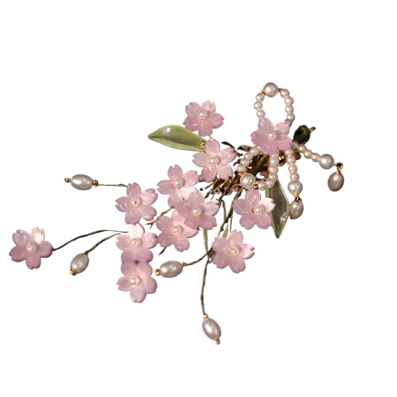 

FXLRY Hanfu Headdress Purple Floret Fresh Antique Style Small Back Press Classical Cheongsam Accessories Hair Clip