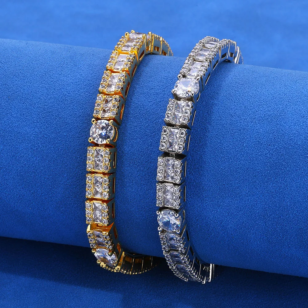 6mm Width CZ Cubic Zirconia Square Sparkling Tennis Chain Necklace Christmas Gift for Her/Him Men Diamond Jewelry