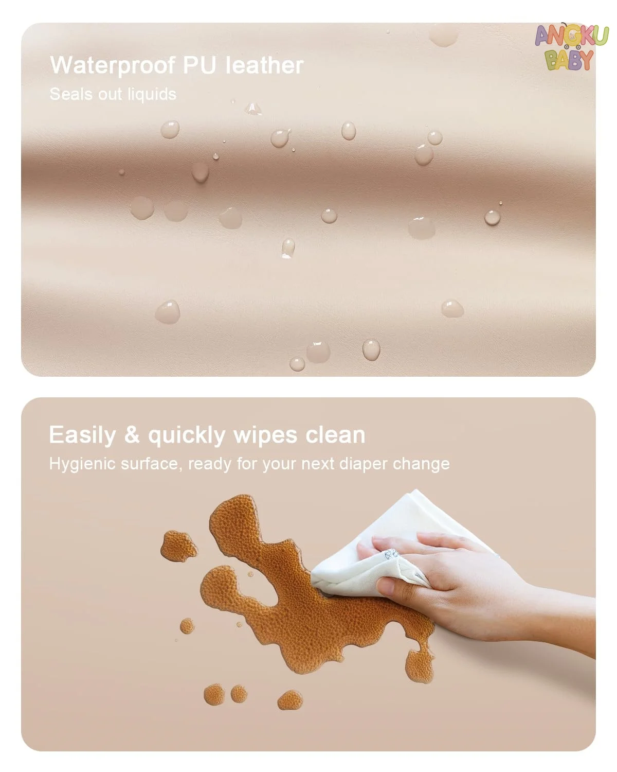 وسادة تغيير حفاضات الطفل المقاومة للماء لخزانة الملابس والطاولة بساط تغيير الحفاضات الجلدية النظيفة للرضع حديثي الولادة وسادة طاولة متغيرة #4