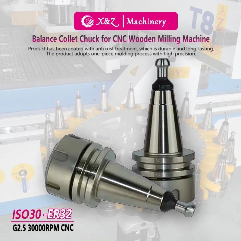 

ISO30 ER32 45/50/60 Balance Collet Chuck for CNC Wood Milling Machine G2.5 30000RPM Tool Holder With Pull Stud Lathe Accessories