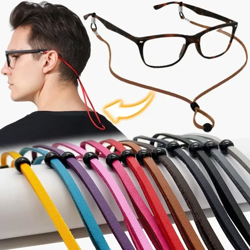 Hochwertige Leder-Sonnenbrillenband für Herren, Rutschfester Brillenhalter, Lesebrillenkette, Brillenband, Unisex