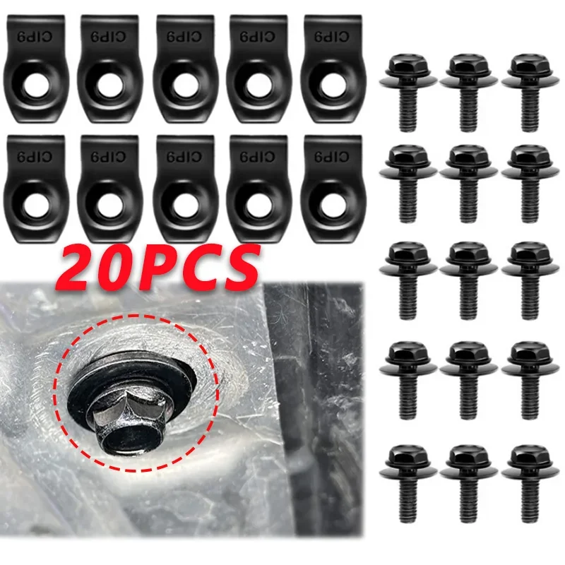 Automotive Self-tapping Screws U-clamp Car Body Bolts M6 Engine Cover Bumper Fender Liner Retainer Fastener Rivet Screws
