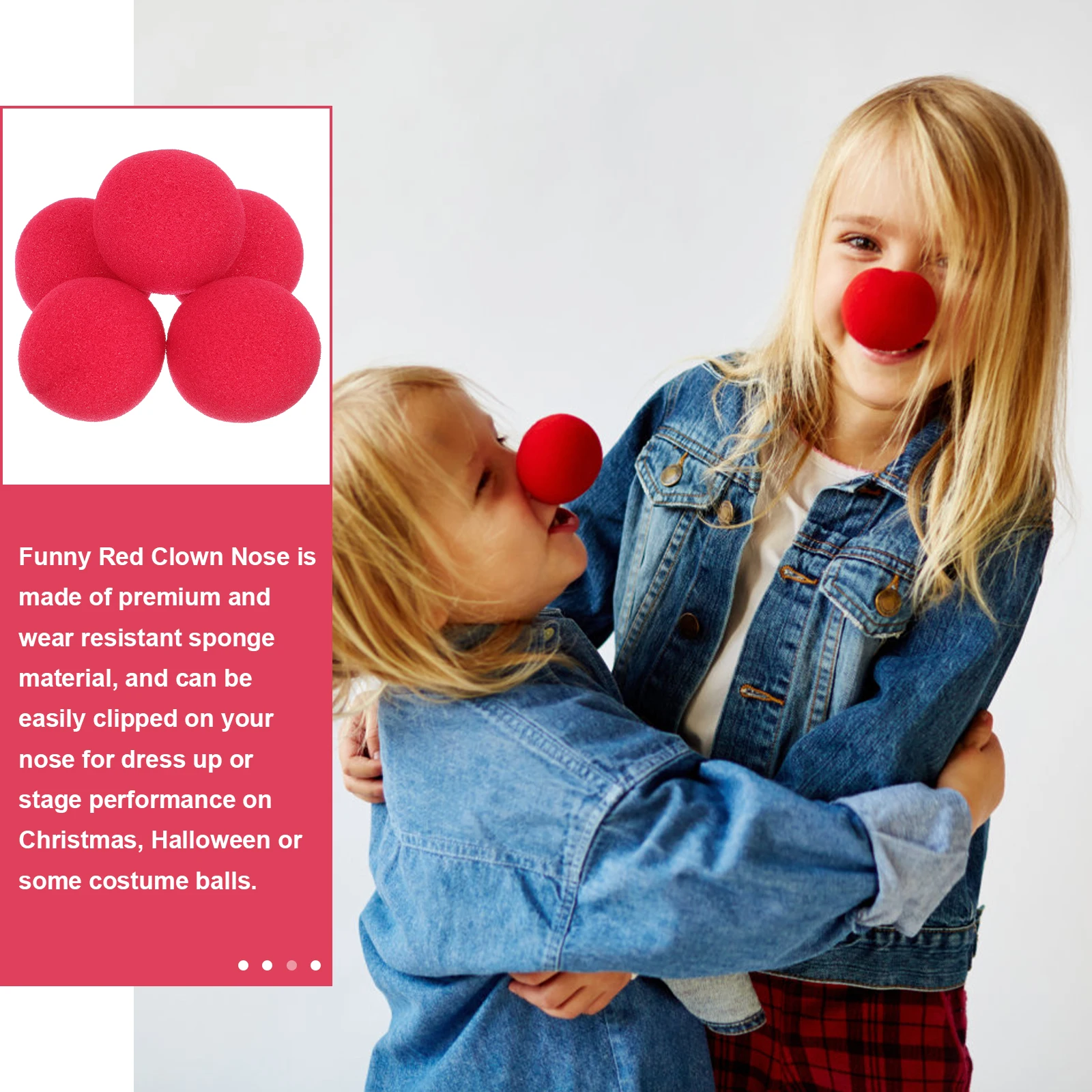 

50pcs Red Clown Nose Sponge Ball Bulk Foam for Adults Halloween Cosplay Party Carnival Masquerade Prop Accessory