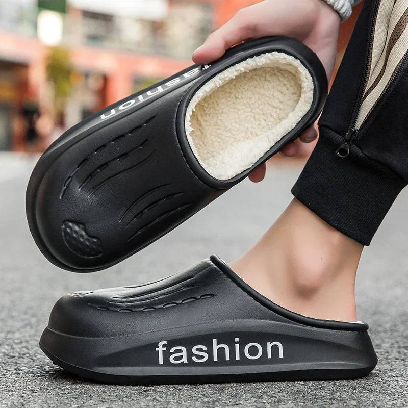 Fluffy Home cotton shoes Soft Lightweight Anti Slip Comfortable Indoor Shoes Couples Autumn Winter Warm Toes Men's Slides