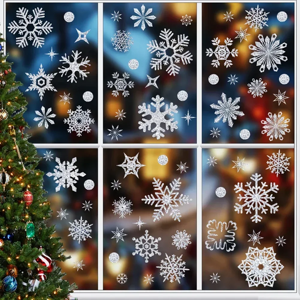 93Pcs Christmas Wall Window Sticker Marry Christmas Decoration For Home 2024 Christmas Ornament Xmas Navidad Gifts New Year 2025