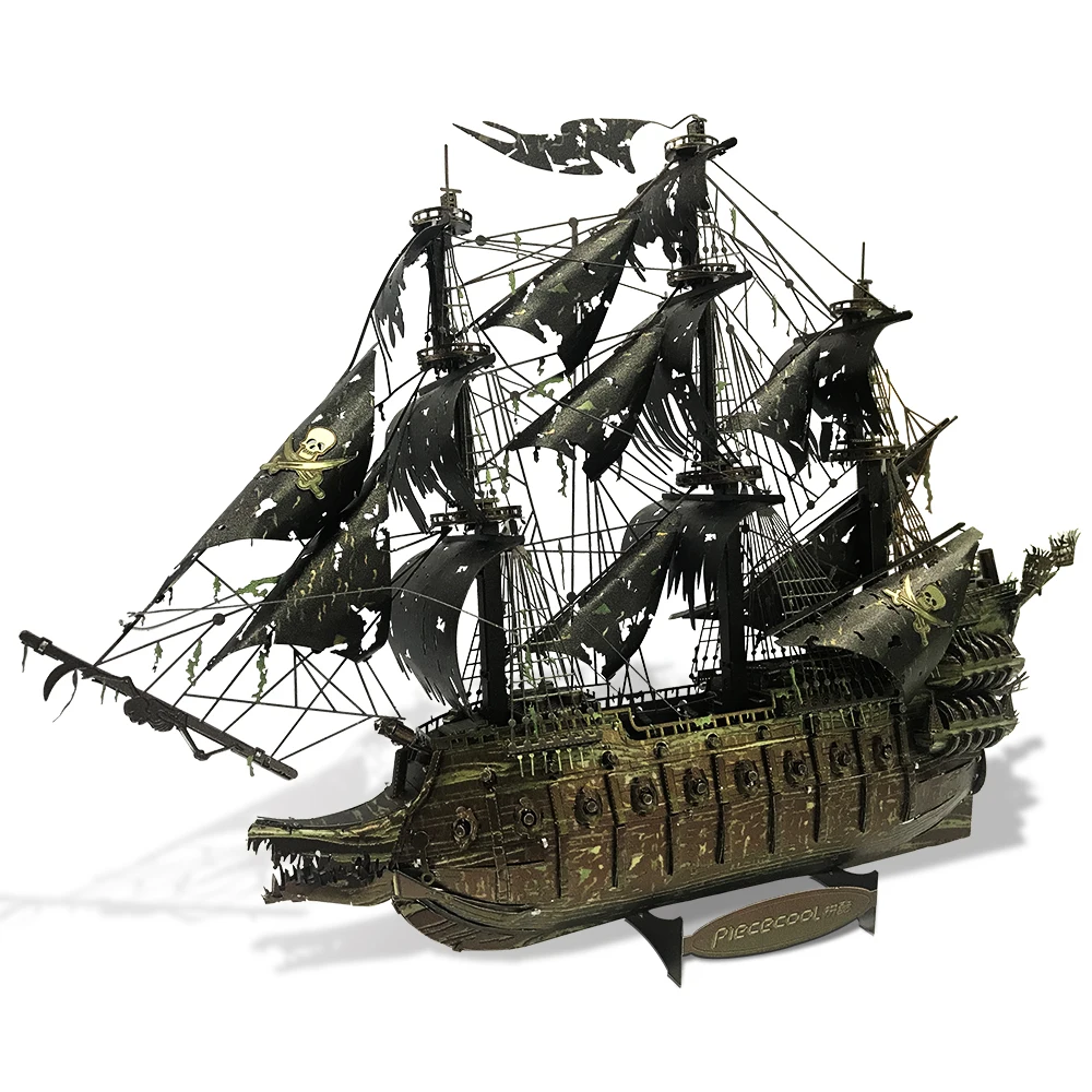 Piececool 3D Metal Puzzle The Flying Dutchman Model Building Blocks Pirate Ship Jigsaw for Teens Brain Teaser DIY Toys