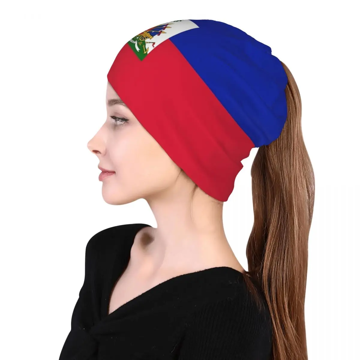 Haiti Flag Print Bandana Neck Gaiter Face Scarf Warm Balaclava Beanies Hat for Men Women Adult Windproof view 5