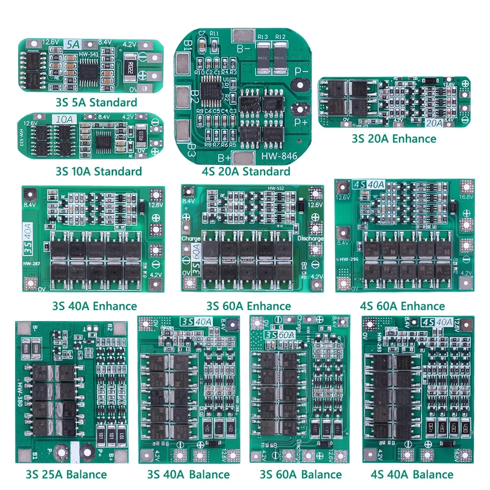 3S/4S 20A 40A 60A ładowarka akumulatorów litowo-jonowych płyta ochronna 18650 BMS silnik wiertarki 11.1V 12.6V/14.8V 16.8V wzmocnienie/zalanie