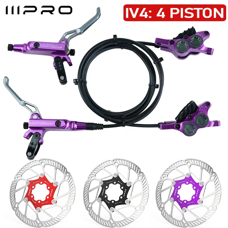

IIIPRO IV4 Bicycle Hydraulic Brakes Set 4 Piston Bike Hydraulic Disc Brake Set 160mm Road MTB Oil Pressure Brake Disc