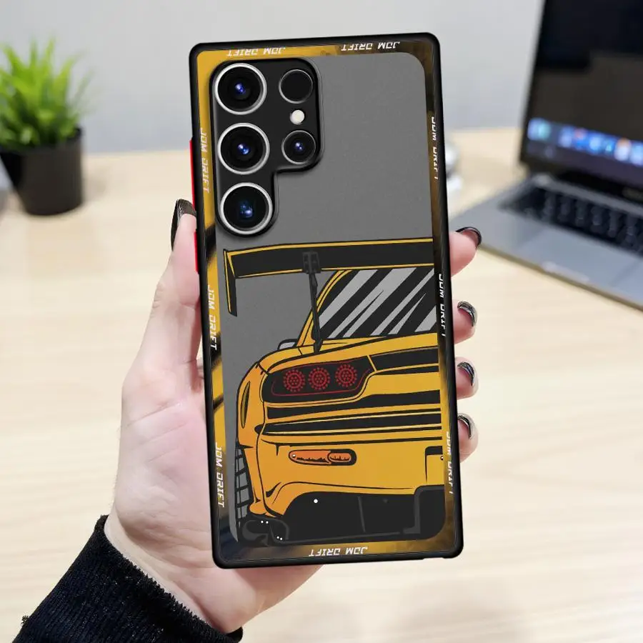 일본 JDM 드리프트 카 레드 선 소프트 커버 폰 케이스 삼성 갤럭시 S24 노트 20 10 S21 FE S25 S9 S8 S22 플러스 S23 울트라 S20용