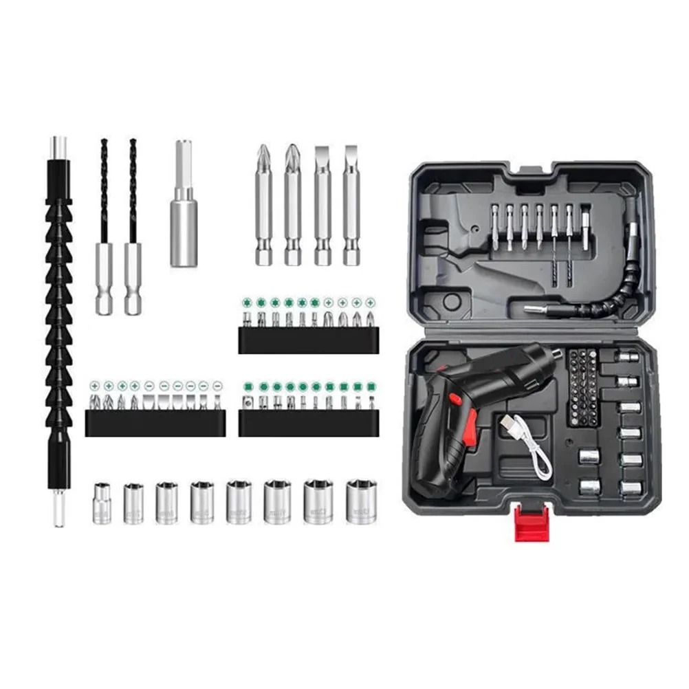

1Set Rechargeable Electric Screwdriver Cordless Drill Driver Kit Mini Drill Bit Set Portable Home Shop DIY Tool